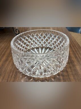 Vintage Ceska  Crystal Clear Glass Bowl Signed 8in